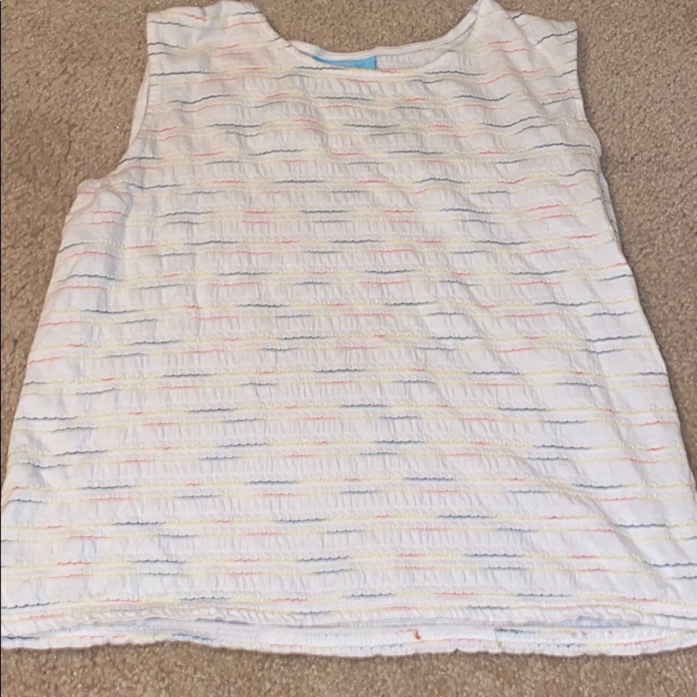 multi colored white tanktop